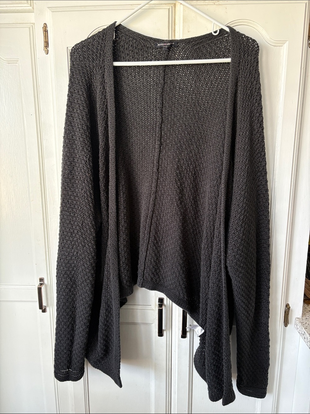 Brandy Melville Charcoal Gray Open-Front Knit Cardigan